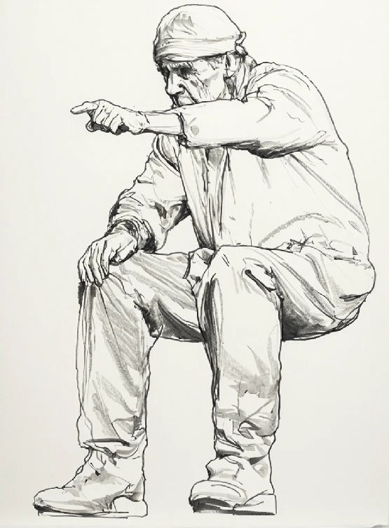M82 – 1/14 Scale Model Truck Mechanic in Seated Pose Pointing