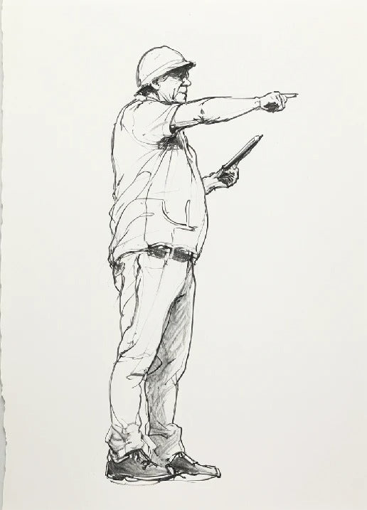 M76 1/18 Utilities or Construction Worker in Hi-Vis Carrying a Clipboard and Pointing