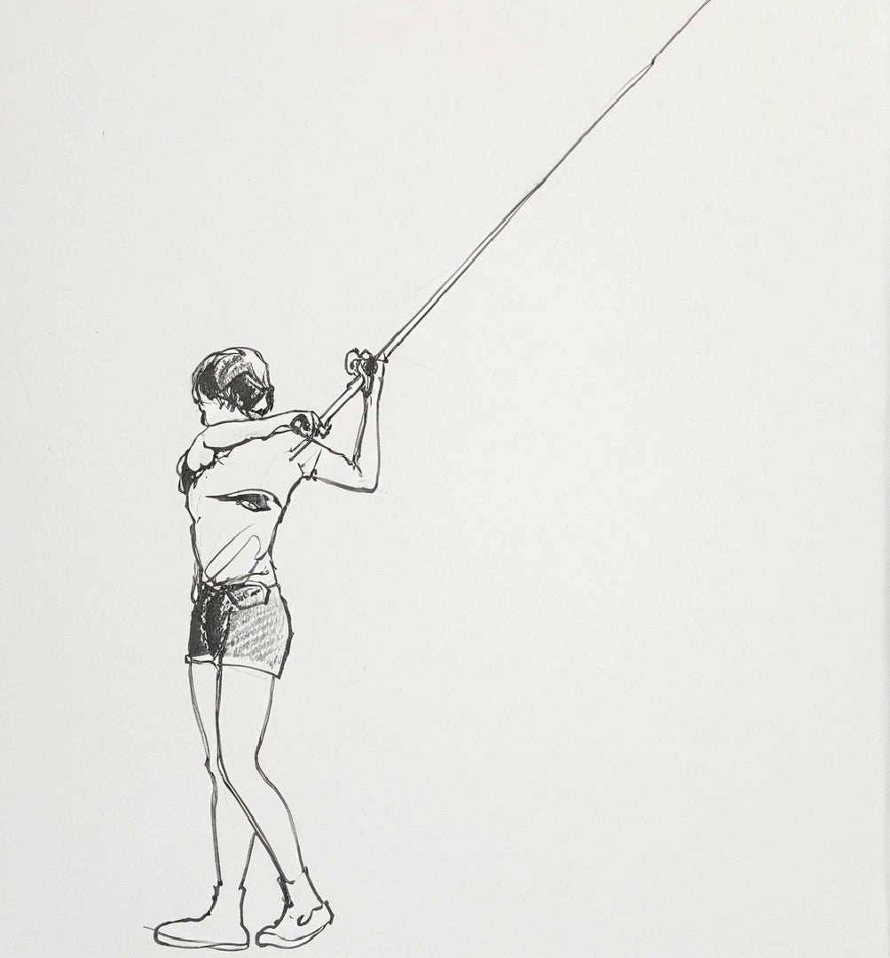 TG68 Young Woman Fishing – Scale Model Figure in Casting Pose, Crop Top and Shorts