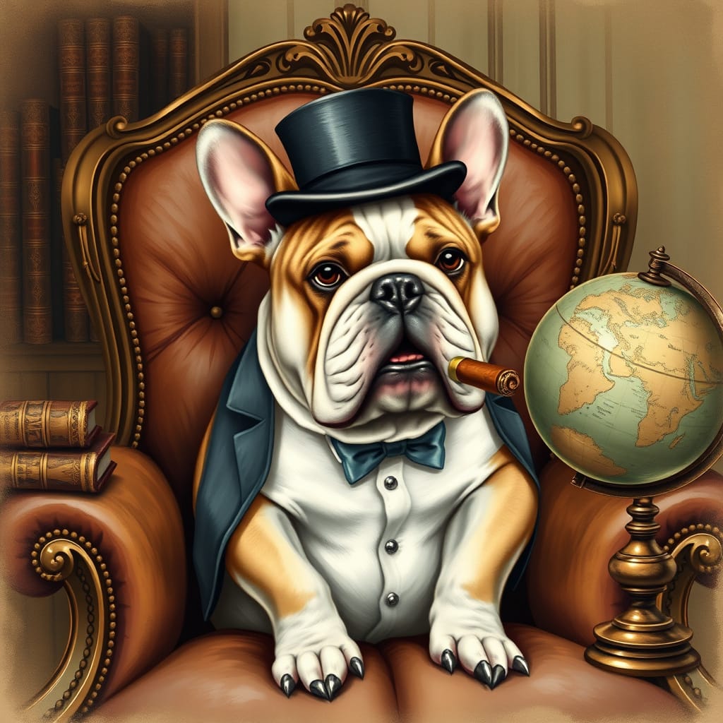 A85 Scale Model Winston – The Commanding English Bulldog in Waistcoat and Bowler Hat