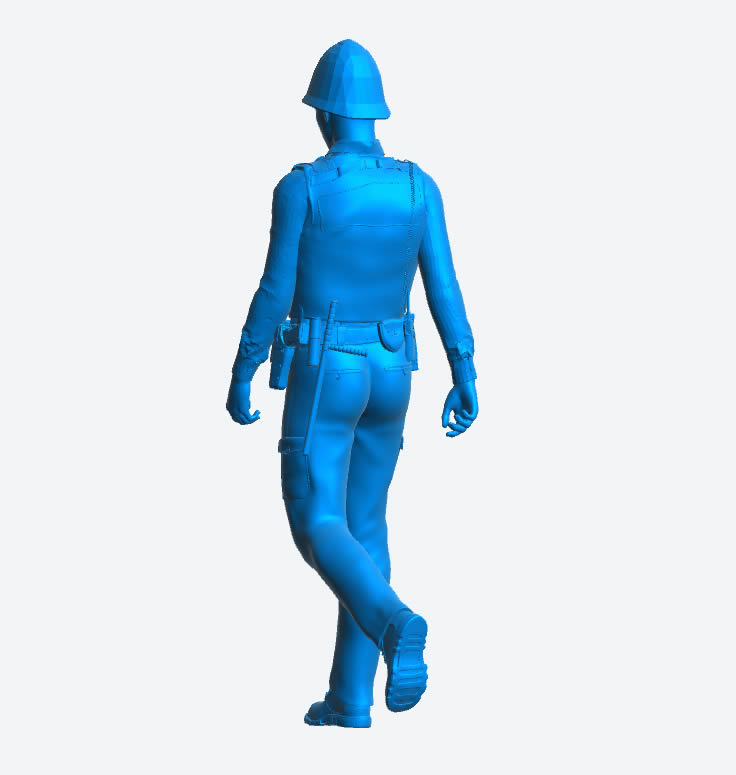 EMS11 – Modern UK Police Officer Scale Model Figure Walking Pose, Custodian Helmet, Equipment Belt, Truncheon