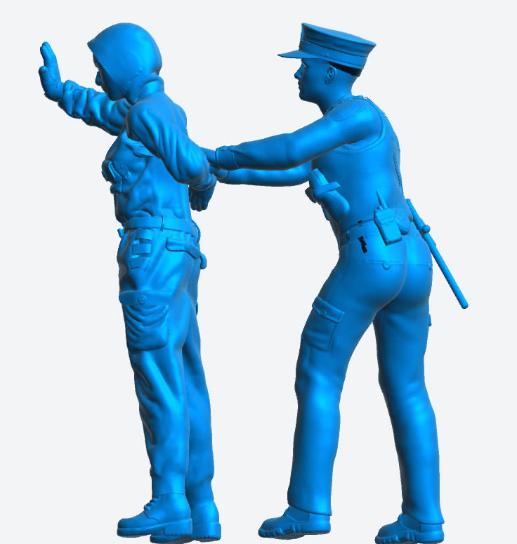 EMS3 European Police Arrest Scene – Unpainted Two-Figure Set (Multi-Scale)