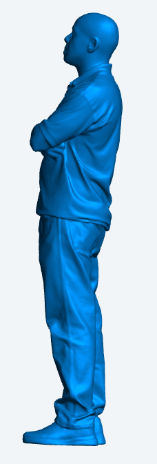 M3 Model Scale Crew figure in polo shirt and jeans arms folded leaning back looking forwards