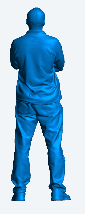 M3 Model Scale Crew figure in polo shirt and jeans arms folded leaning back looking forwards