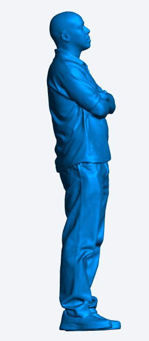 M3 Model Scale Crew figure in polo shirt and jeans arms folded leaning back looking forwards