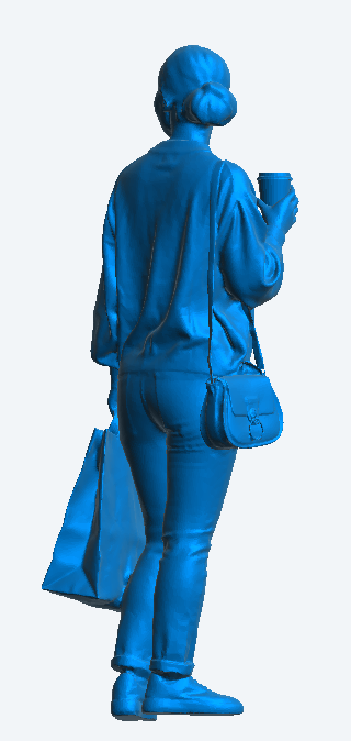 W2 Tamiya Model Figure – Casual Woman with Shopping Bag and Smartphone