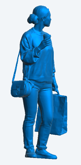 W2 Tamiya Model Figure – Casual Woman with Shopping Bag and Smartphone