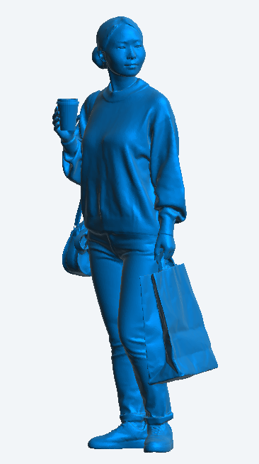 W2 Tamiya Model Figure – Casual Woman with Shopping Bag and Smartphone
