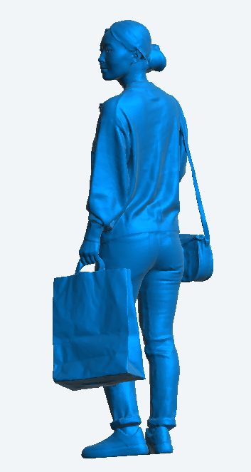 W2 Tamiya Model Figure – Casual Woman with Shopping Bag and Smartphone