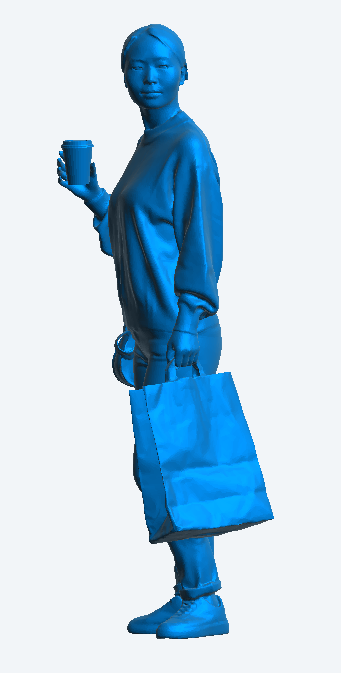 W2 Tamiya Model Figure – Casual Woman with Shopping Bag and Smartphone