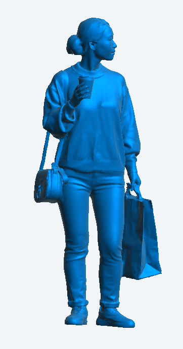 W2 Tamiya Model Figure – Casual Woman with Shopping Bag and Smartphone
