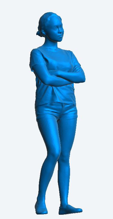 W14 – Scale Model Unpainted Casual Woman with Arms Crossed