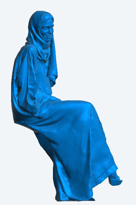 W37 – Seated Muslim Woman in Abaya, Smiling – Model Scale Figure Multiple Scale