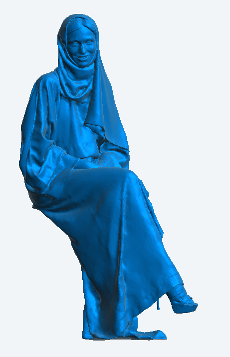 W37 – Seated Muslim Woman in Abaya, Smiling – Model Scale Figure Multiple Scale