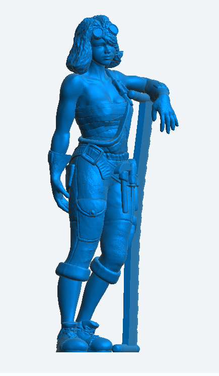 W44 – Female Carpenter Holding Large Tree Saw | Multi-Scale Unpainted