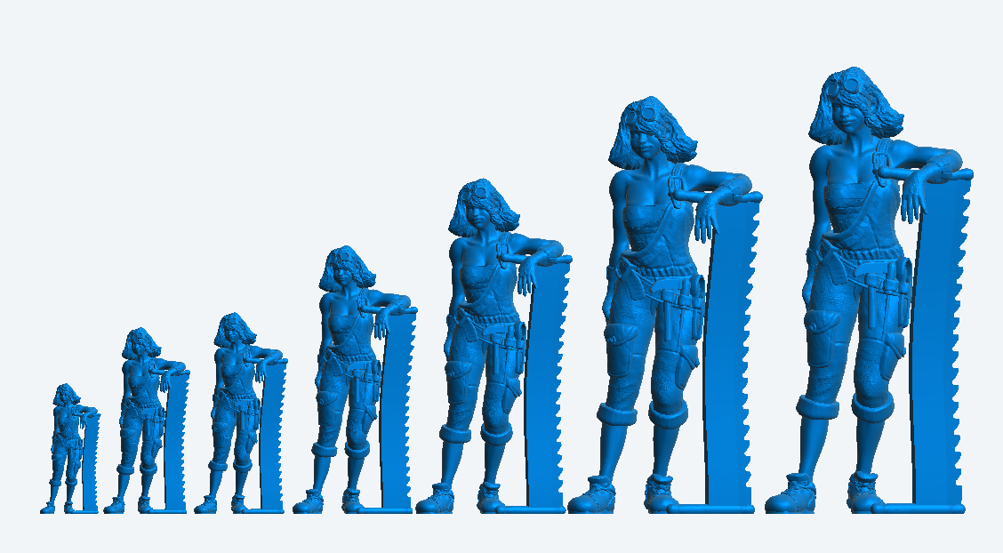 W44 – Female Carpenter Holding Large Tree Saw | Multi-Scale Workshop Figure for Model Dioramas and RC Scene