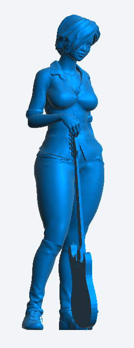 W55 – Woman Guitarist (Guitar Down Pose) Unpainted Scale Model Female Figure