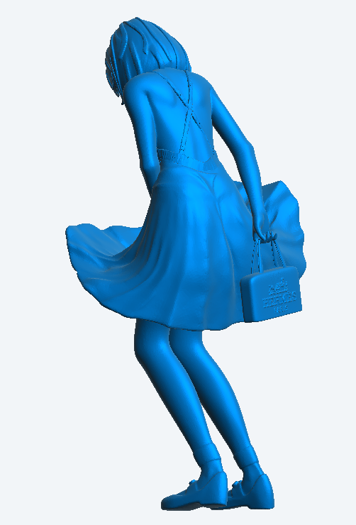 W56 – Woman Shopping on a Windy Day in short rising dress | Die-Cast Scale Model Female Figure