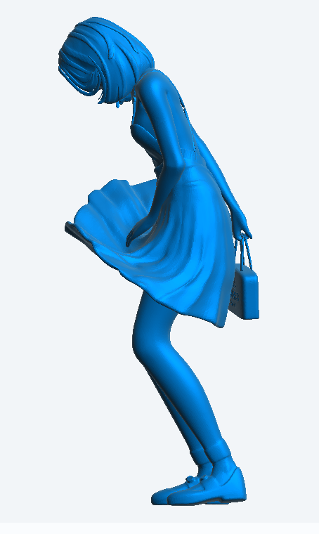 W56 – Woman Shopping on a Windy Day in short rising dress | Die-Cast Scale Model Female Figure