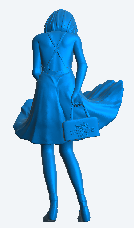 W56 – Woman Shopping on a Windy Day in short rising dress | Die-Cast Scale Model Female Figure