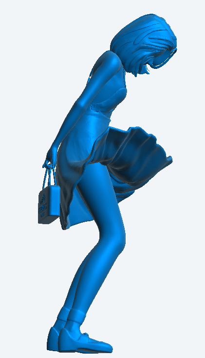 W56 – Woman Shopping on a Windy Day in short rising dress | Die-Cast Scale Model Female Figure