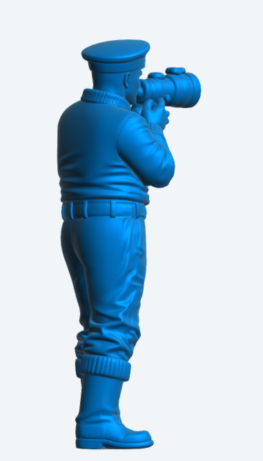 N16 WWII Naval Crew Figure – Sweater and Naval Ratings Cap, Signaling with Hand-Held Lamp – Unpainted Multi-Scale
