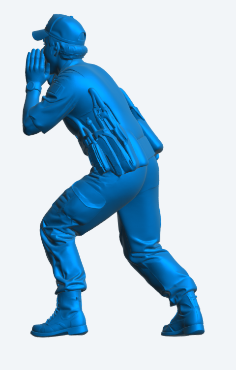 N41 Female US Navy Deck Crew Figure – Shouting / Command Pose – Unpainted Multi-Scale Model