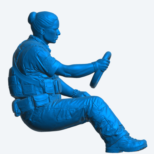 C17 Female Police Officer Driver Figure – Tactical Gear with Steering Wheel Unpainted