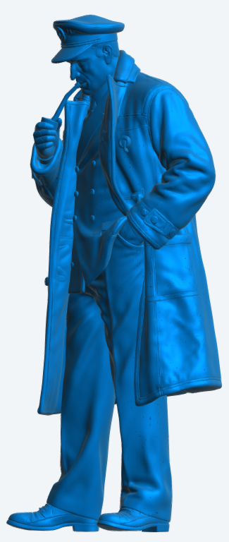 N59 Scale Model Figure – WWII Naval Commander with Pipe Unpainted