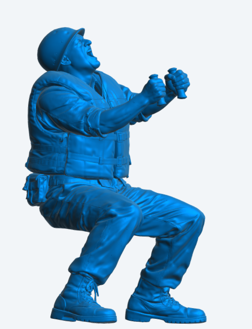 N64 Scale Model Figure – WWII US Navy Gunner Action Pose, Unpainted