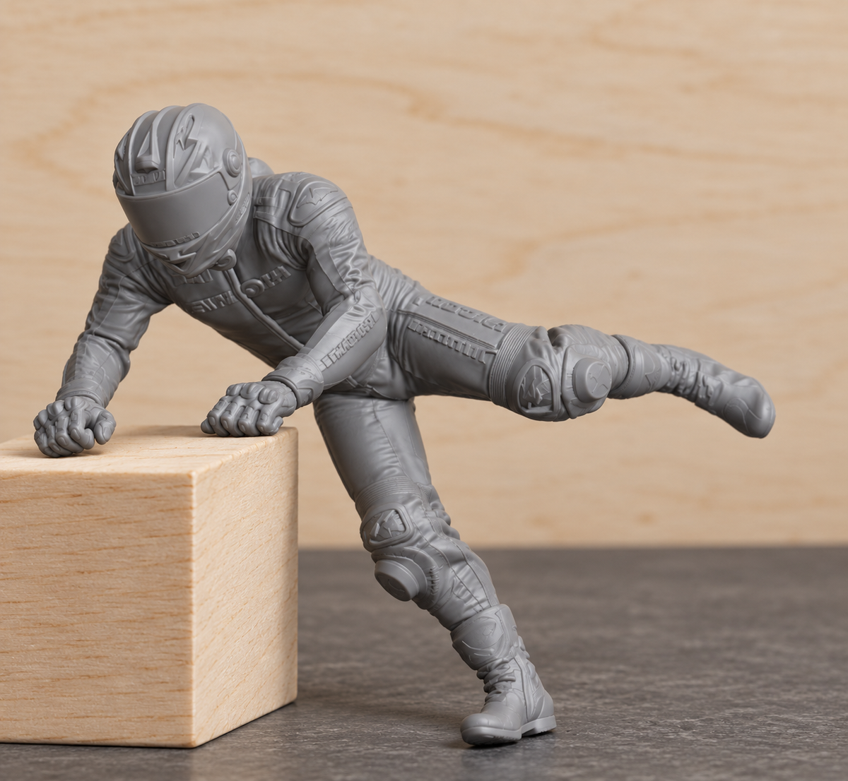 B24 Modern Sport Bike Rider Getting On | Unpainted 1:12 Diecast Motorcycle Display Figure