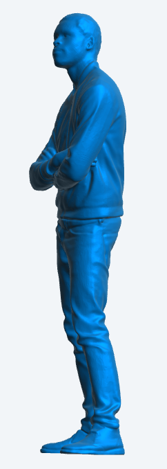 M6 model man with very short hair, dressed in a tight-fitting baseball jacket for RC Cars Trucks and boats