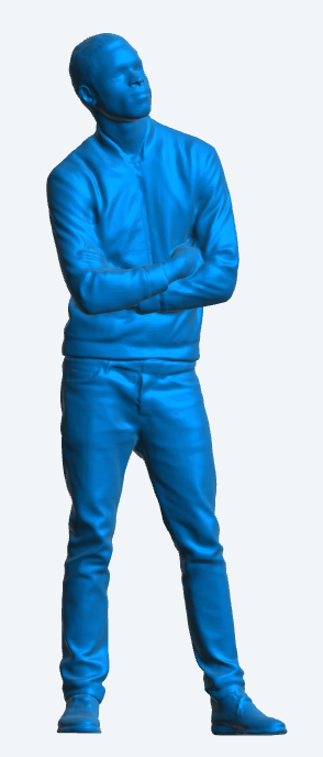 M6 model man with very short hair, dressed in a tight-fitting baseball jacket for RC Cars Trucks and boats