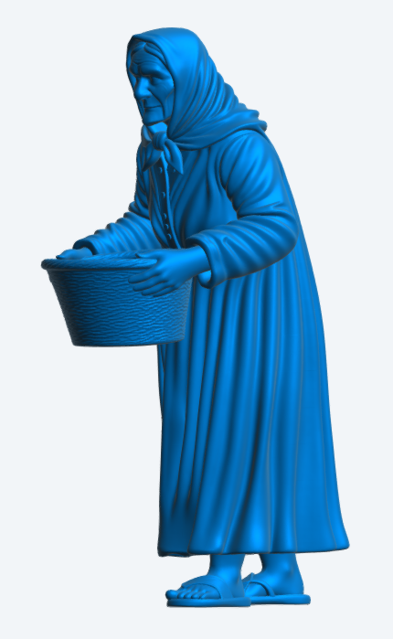 TG114 Older Herring Woman – Headscarf & Basket UNPAINTED