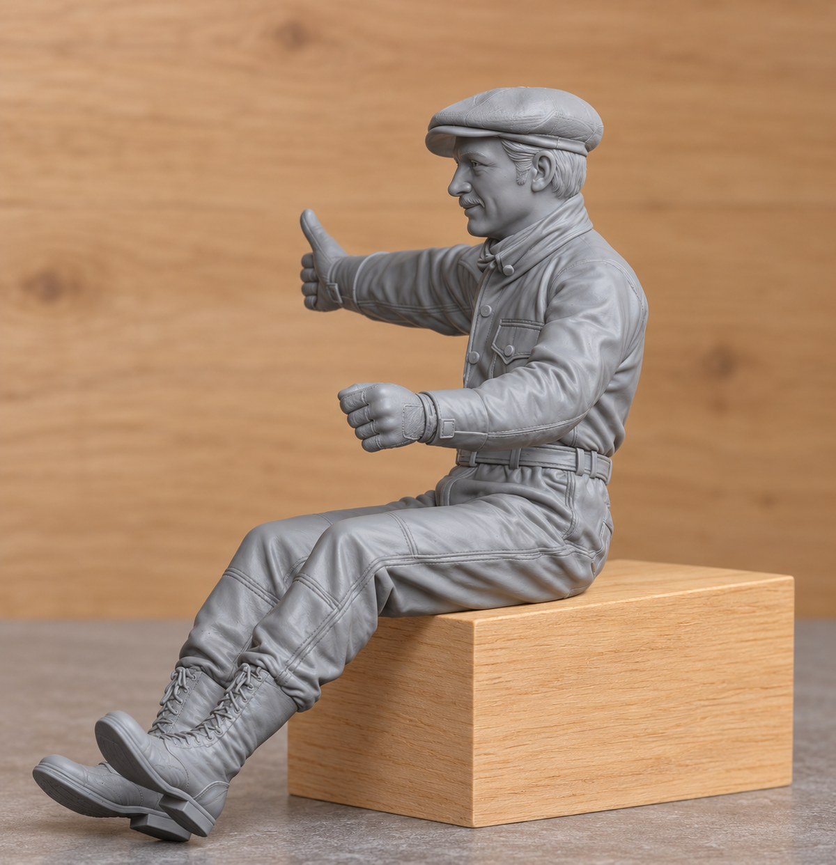 C69 Mamod Roadster Edwardian Male Driver Signalling – Unpainted, Multi-Scale 1/96 to 1/8 | Jager Hobby