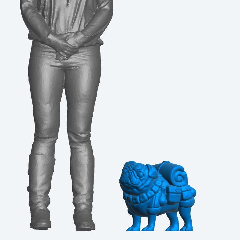 Scale Model Expedition Pug with Backpack Bedroll, A22