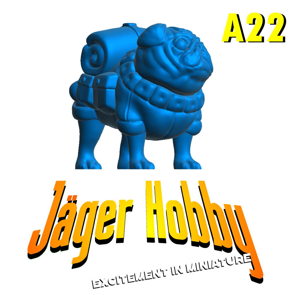 Scale Model Expedition Pug with Backpack Bedroll, A22