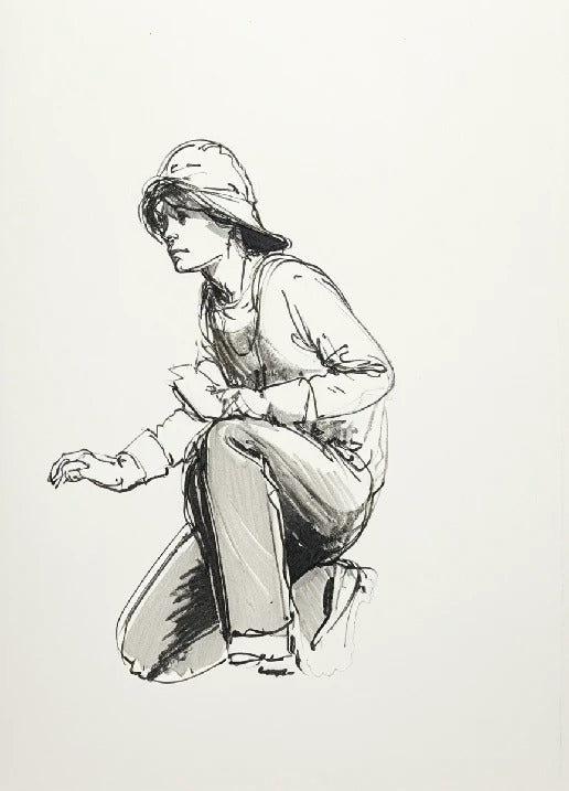 TG71b – Multi-Scale Model Crew Figure: Kneeling Fishing Boat  Sou’wester Hat