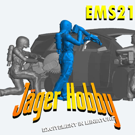 EMS21 – Modern Firefighter Rescue Crew with Electric Ram Available in 1/76, 1/64, 1/43, 1/35, 1/32, 1/24, and 1/18 scales