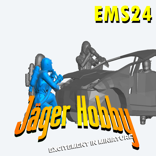 EMS24 Scale model figure Firefighter with Hose – Kneeling Emergency Response Pose