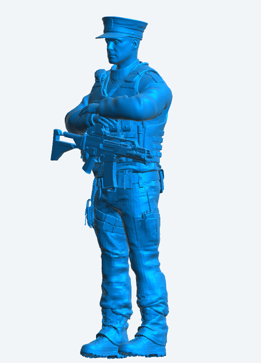EMS 14 – Armed Police Officer Model Figure (Arms Folded, Vest On) For Tactical, Law Enforcement, and Urban Security Dioramas