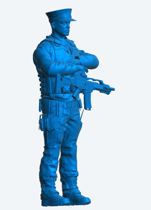 EMS 14 – Armed Police Officer Model Figure (Arms Folded, Vest On) For Tactical, Law Enforcement, and Urban Security Dioramas