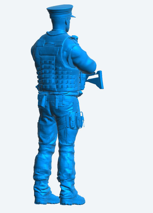 EMS 14 – Armed Police Officer Model Figure (Arms Folded, Vest On) For Tactical, Law Enforcement, and Urban Security Dioramas