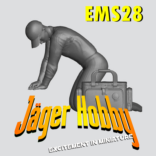 EMS28 1/43 1/18 Multi Scale Model Figure: Male Paramedic Kneeling, Performing Chest Compressions