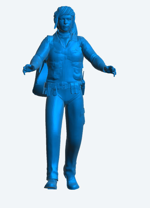 EMS33 – Scale Model Figure: Female Paramedic with Backpack Pushing Stretcher