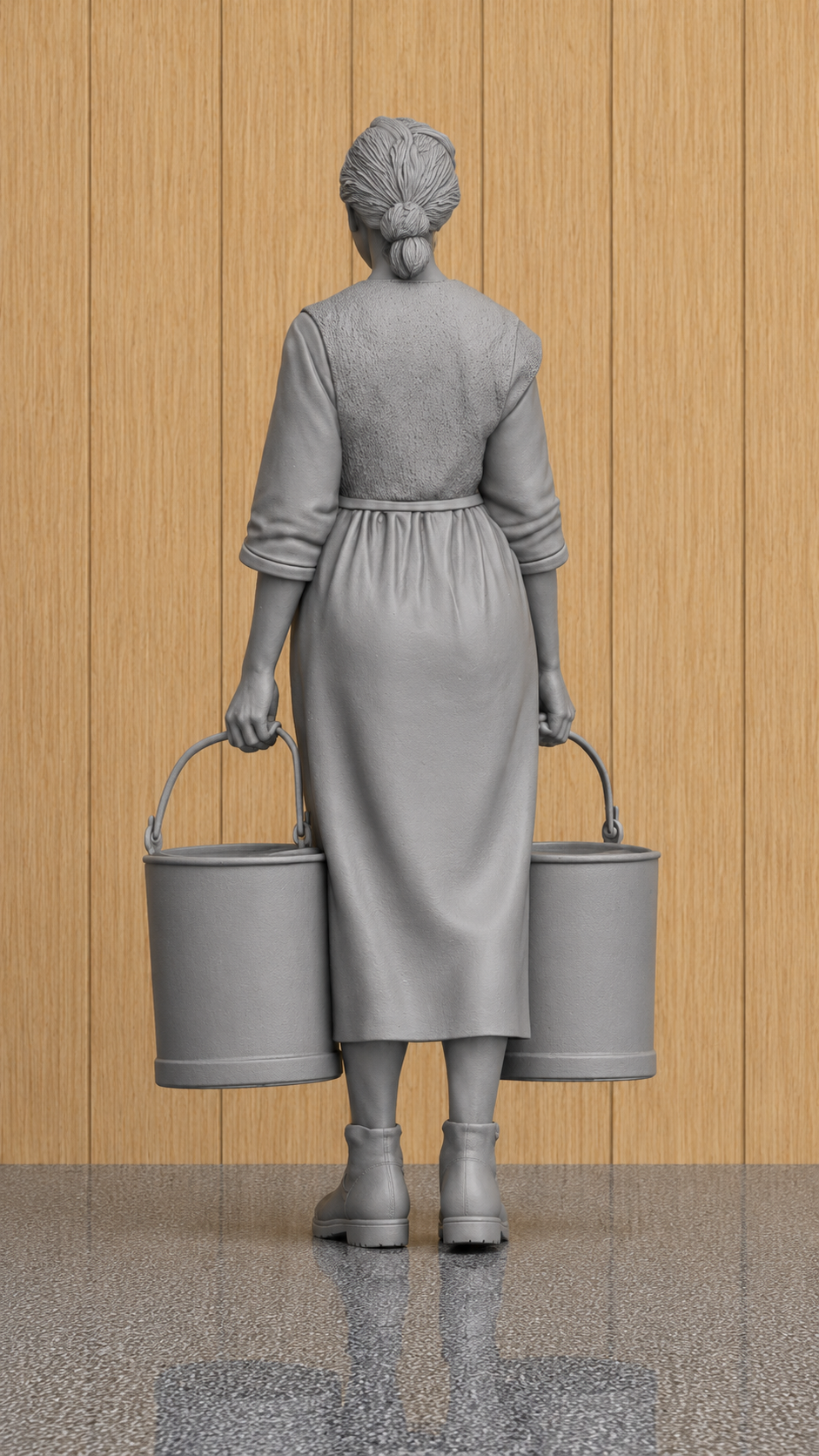 L37 1930s Farm Dairy Worker Figure – Unpainted Scale Model Rural Farm Woman James Herriot Era