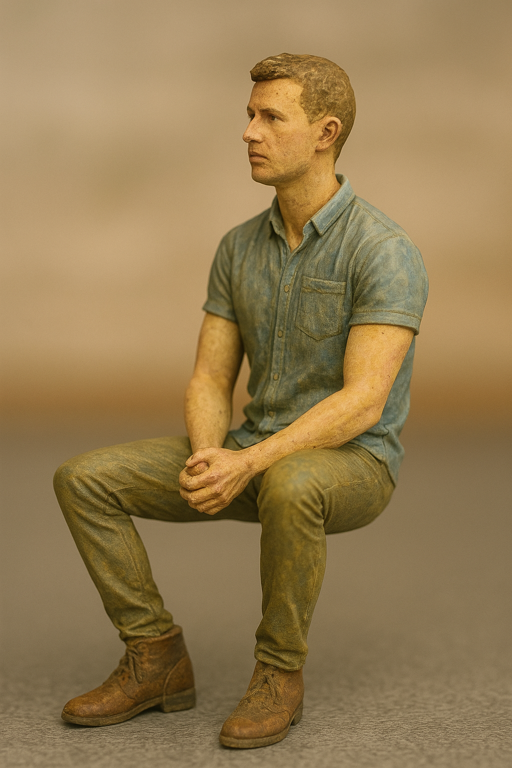 finely detailed seated male figure