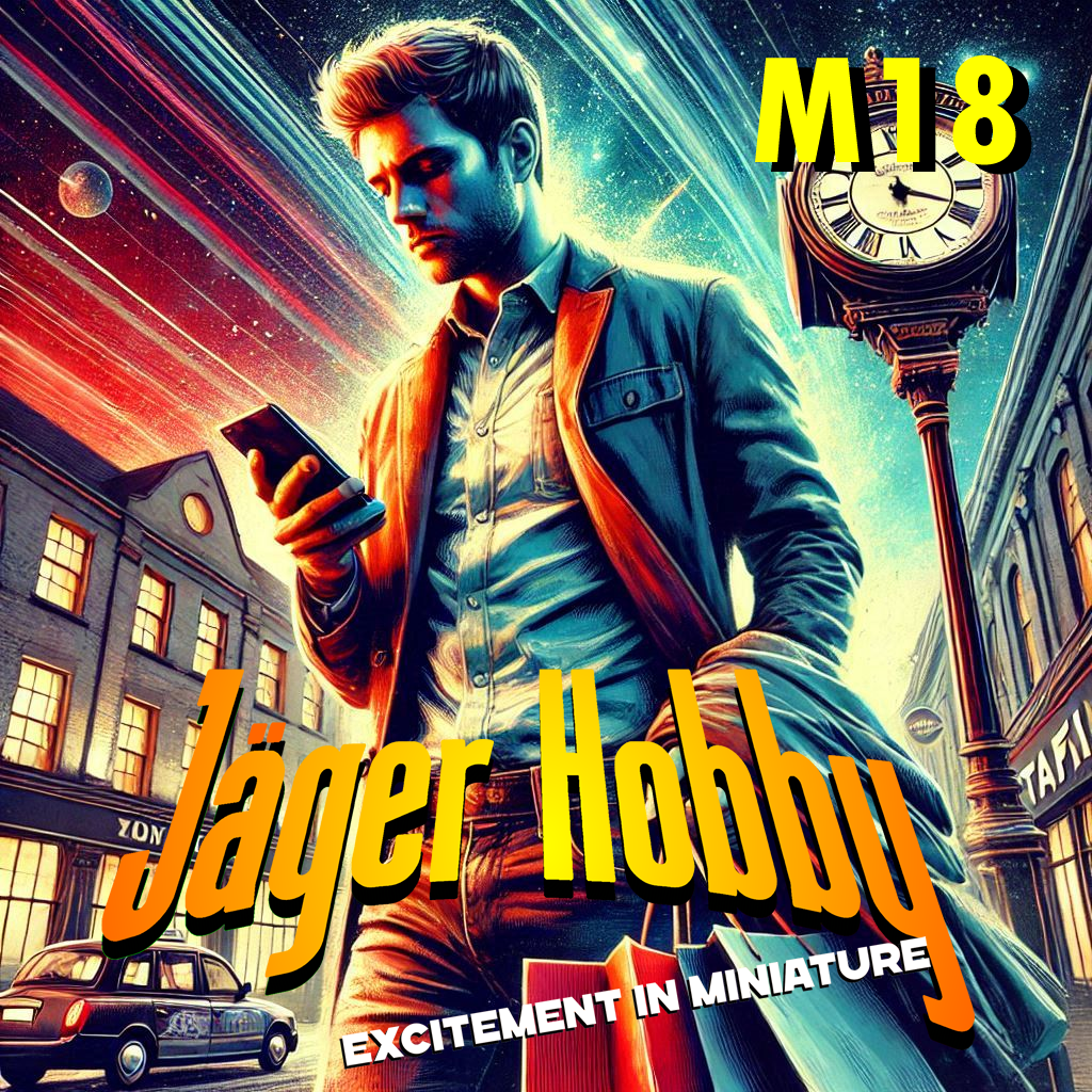 M18 Smart Man with Bag Looking at Phone – Scale Model Figure