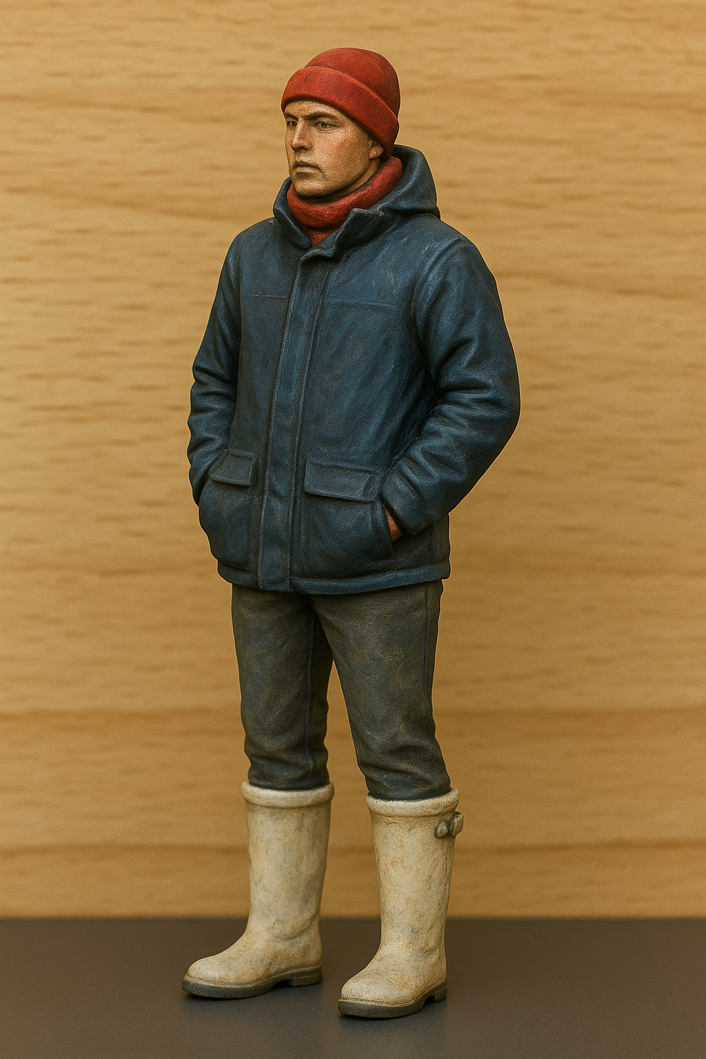 model boat crew figure in beanie hat windcheater M1