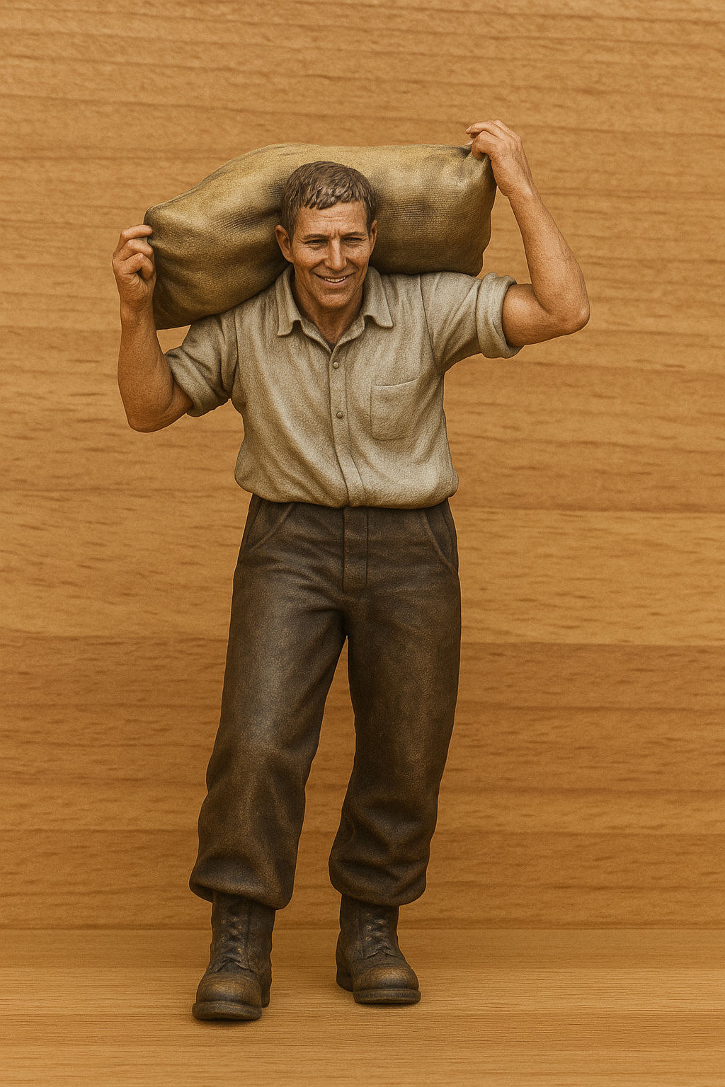 1/48 Labourer Figurine Carrying Sack Miniature